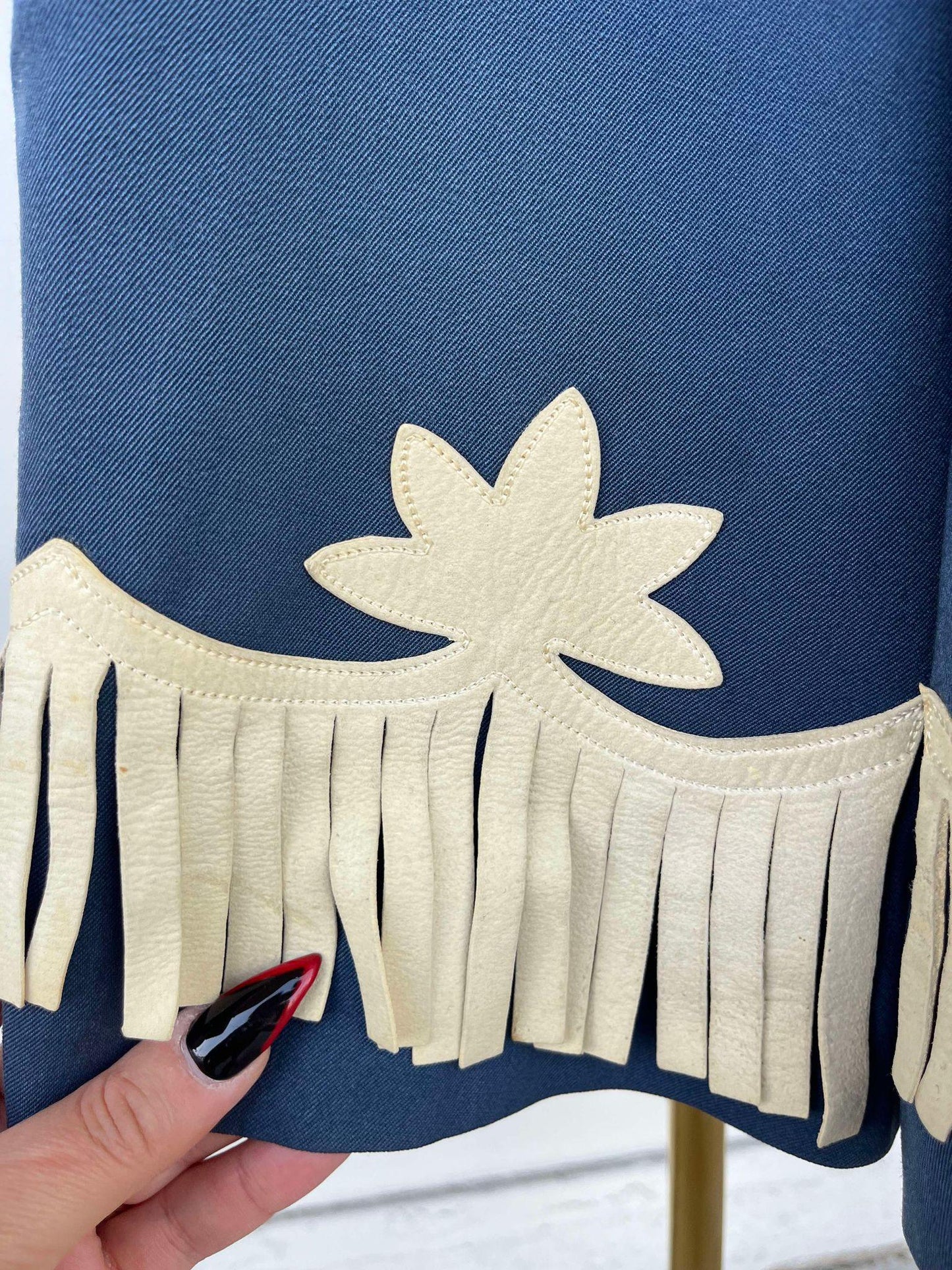 Rare Find 1940s Blue & White Fringe Gab Western Suit- M