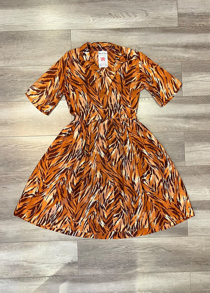 1950s 1960s Wild Print Tiger Dress- S/M