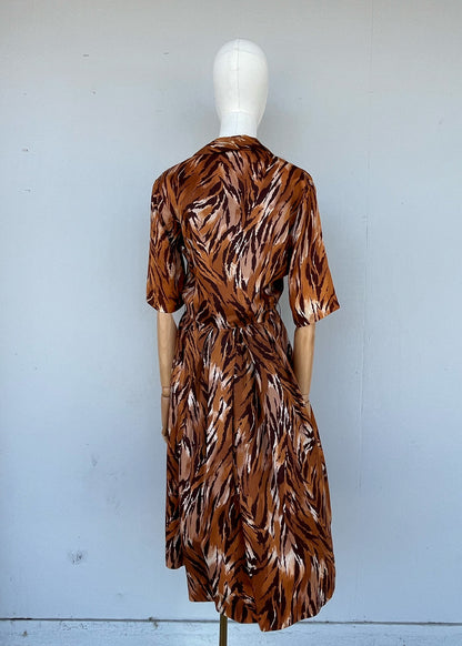 1950s 1960s Wild Print Tiger Dress- S/M