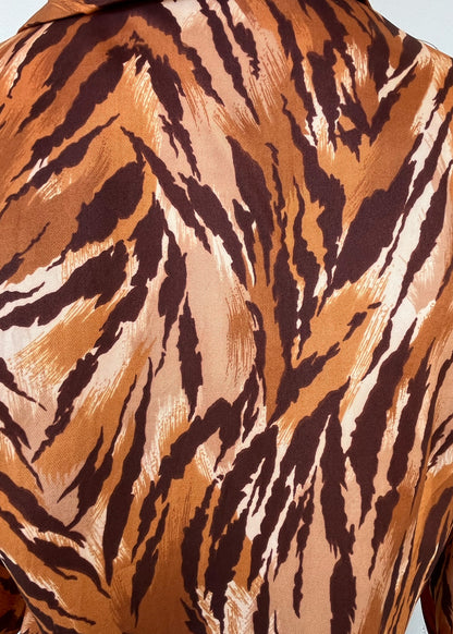 1950s 1960s Wild Print Tiger Dress- S/M