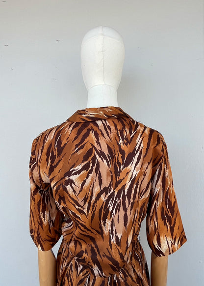 1950s 1960s Wild Print Tiger Dress- S/M