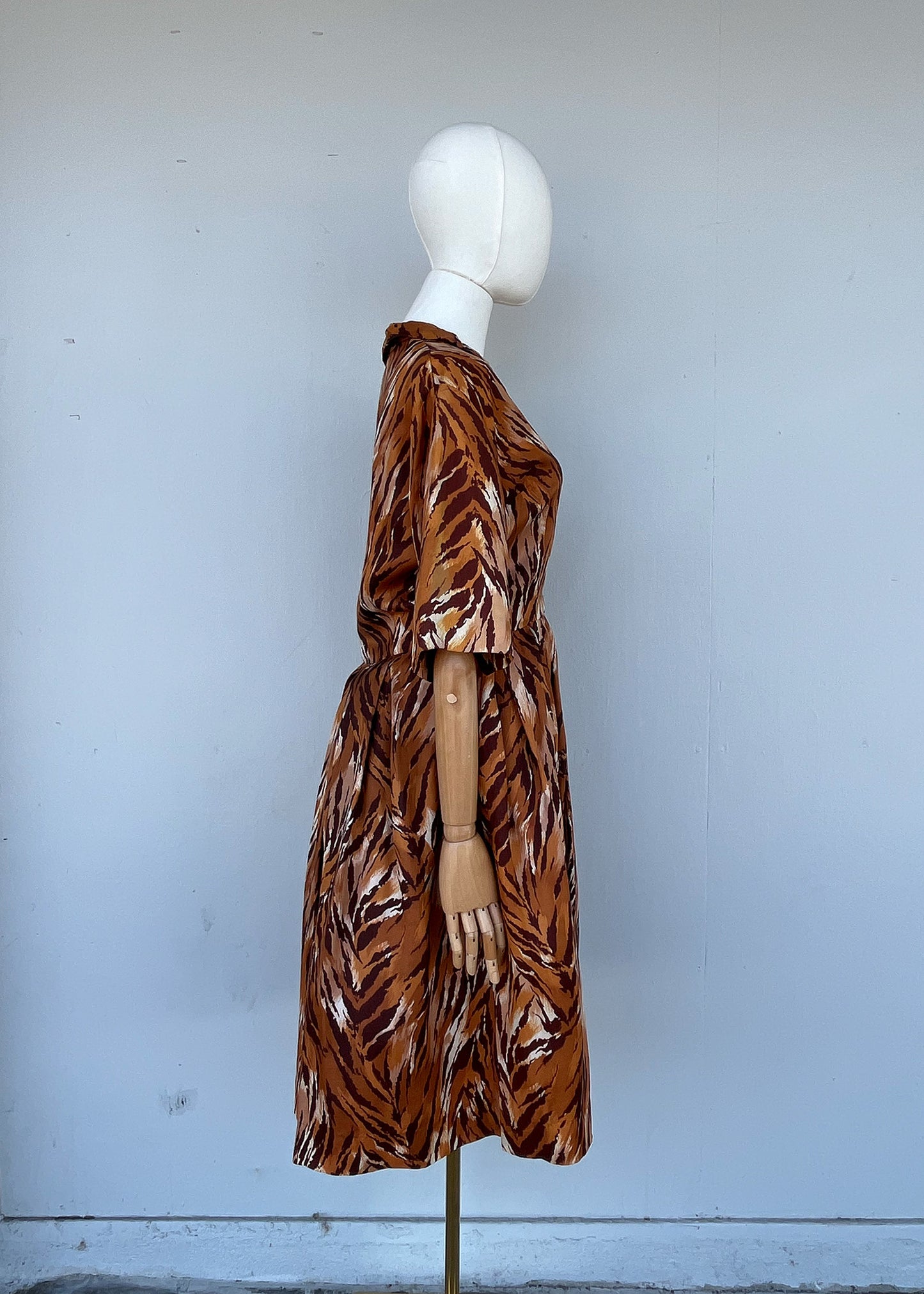 1950s 1960s Wild Print Tiger Dress- S/M