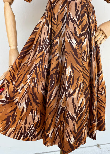 1950s 1960s Wild Print Tiger Dress- S/M