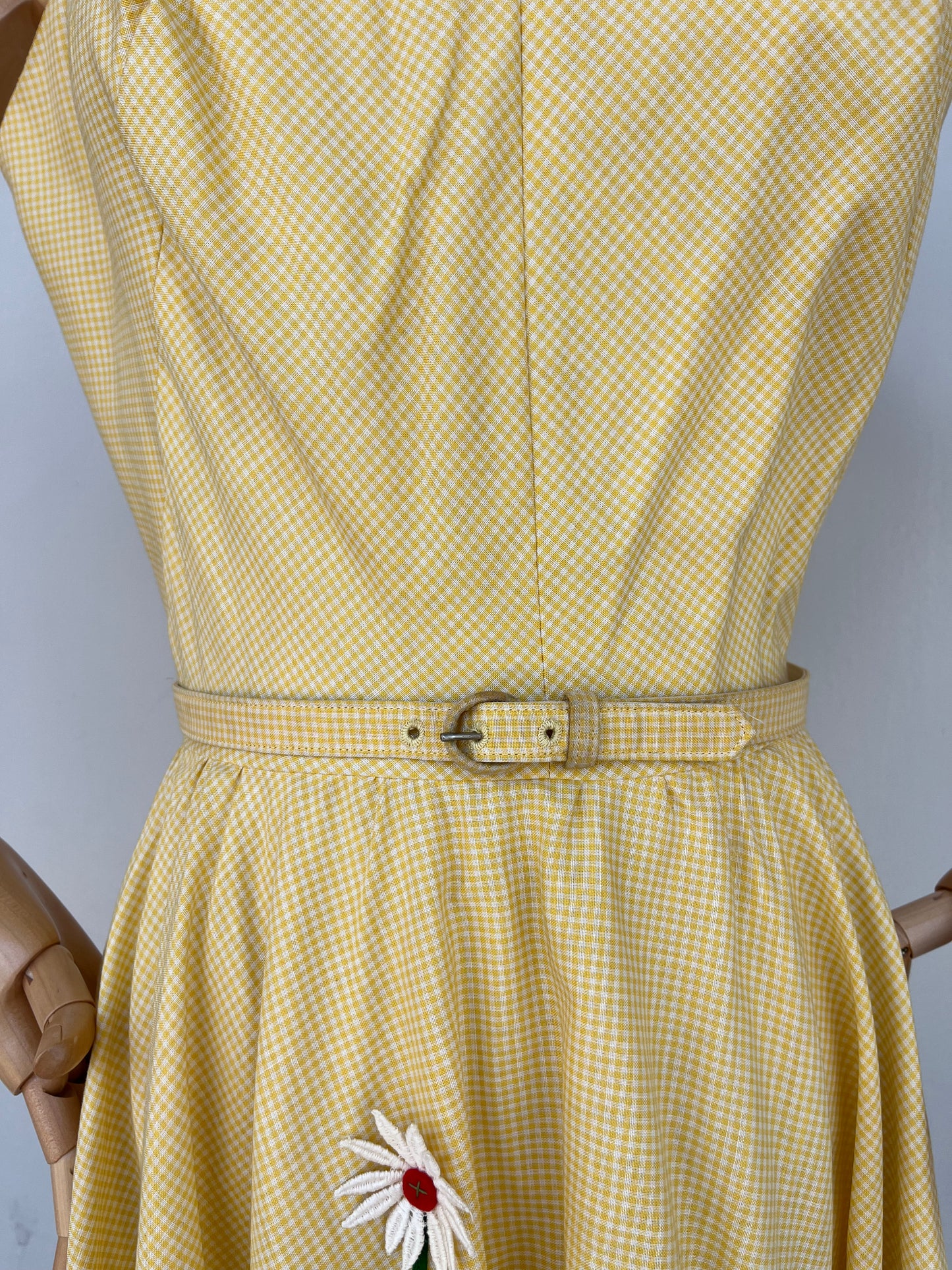 C. 1950 Juli Lynne Charlot Gingham Applique Dress and Belt