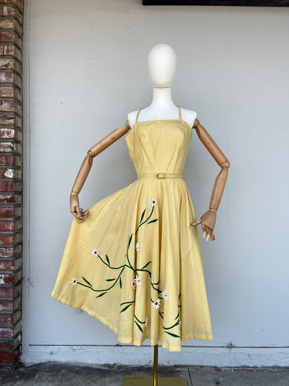 C. 1950 Juli Lynne Charlot Gingham Applique Dress and Belt