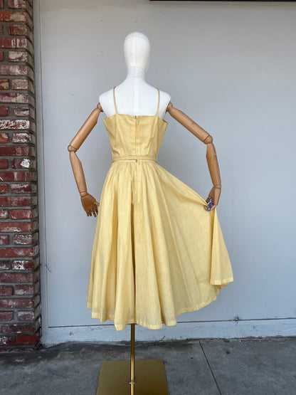 C. 1950 Juli Lynne Charlot Gingham Applique Dress and Belt