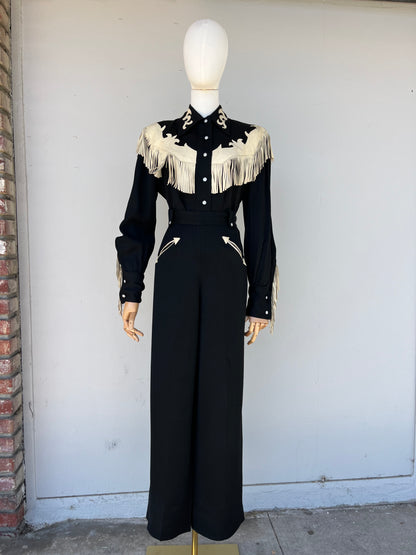 Rare Find 1940s Black & White Gab Western Suit- M