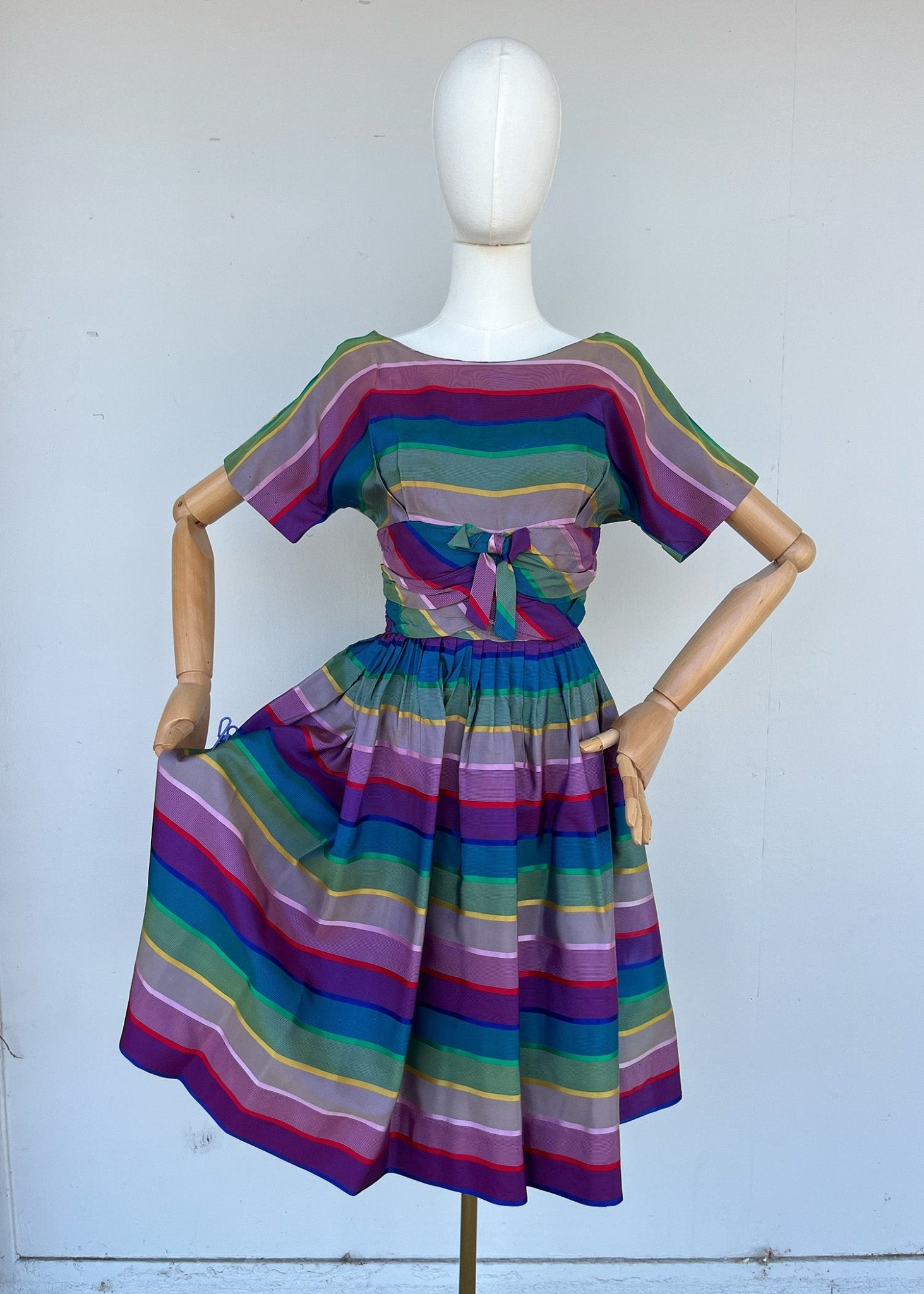 c. 1950s Rainbow Party Dress - S - Crash The Party VintageCrash The Party Vintagec. 1950s Rainbow Party Dress - S