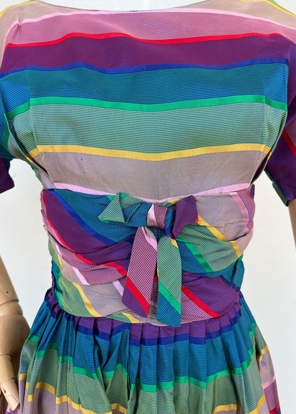 c. 1950s Rainbow Party Dress - S - Crash The Party VintageCrash The Party Vintagec. 1950s Rainbow Party Dress - S