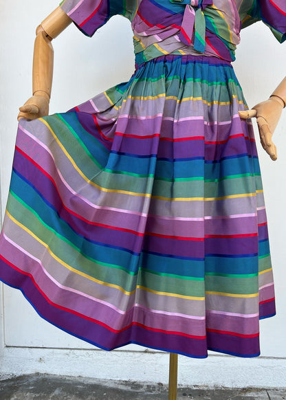 c. 1950s Rainbow Party Dress - S - Crash The Party VintageCrash The Party Vintagec. 1950s Rainbow Party Dress - S