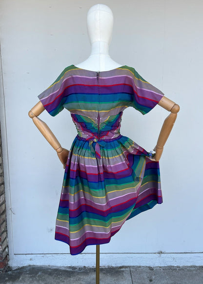 c. 1950s Rainbow Party Dress - S - Crash The Party VintageCrash The Party Vintagec. 1950s Rainbow Party Dress - S